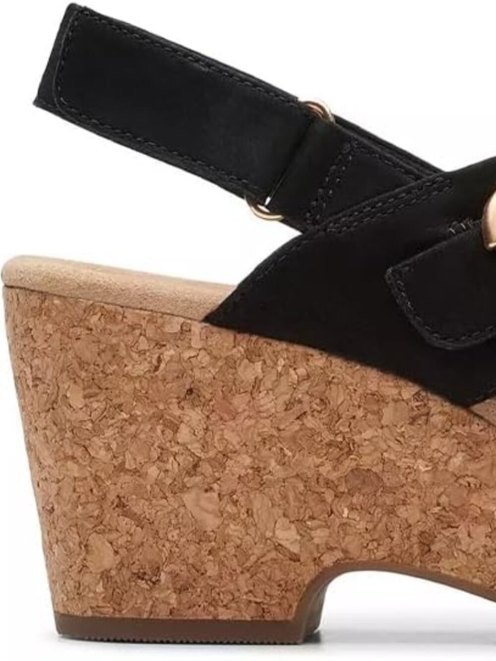 Clarks Collection Women's Giselle Dove Wedge Sandal, Black Nubuck, 8.5 Medium US - Picture 4 of 7